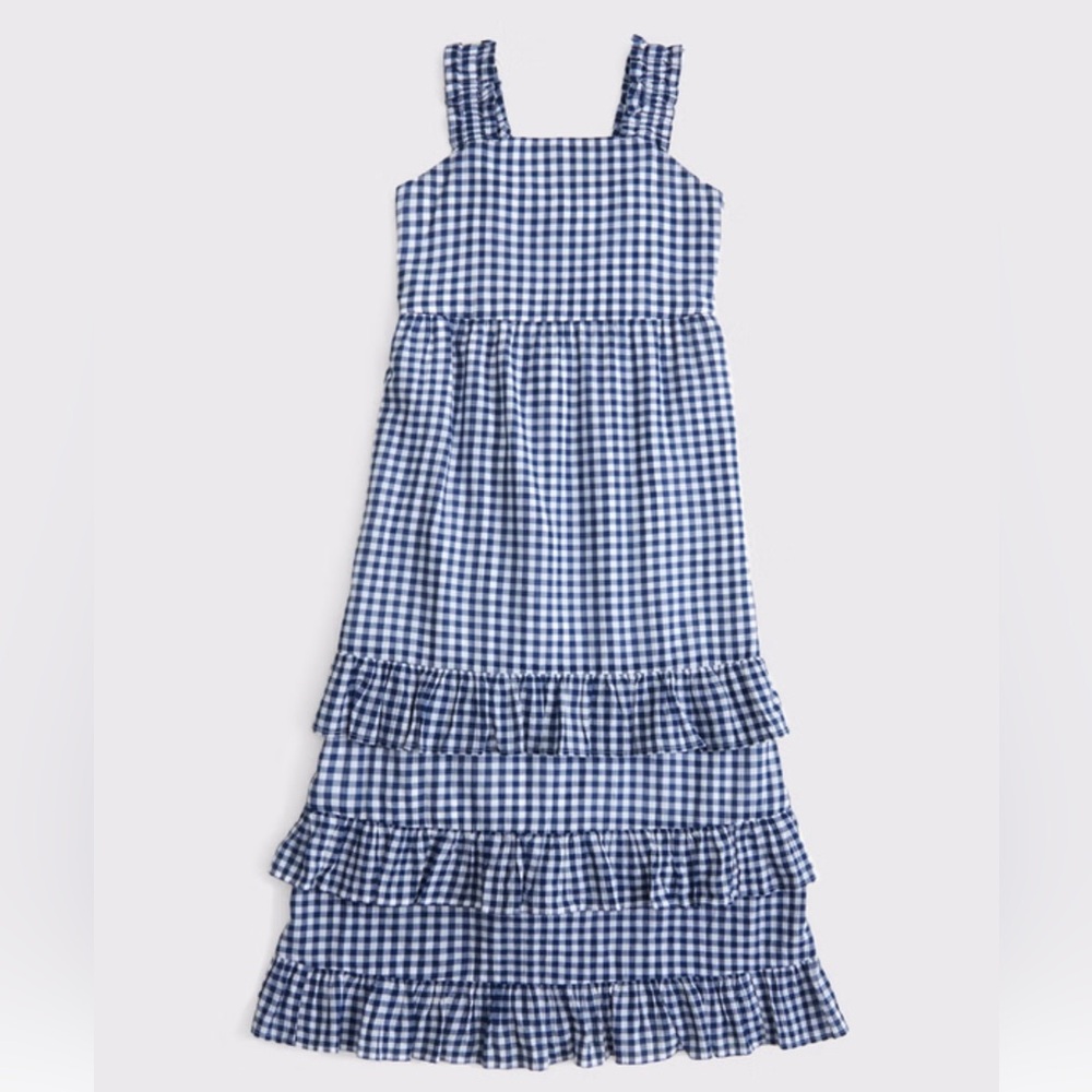 Abercrombie Kids Blue and White Tiered Maxi Dress